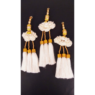 White Tassels With Pearl and Beads Embellishments Indian Tassels Wedding Bridal Latkan, Ethnic Tassels, Indian Latkan